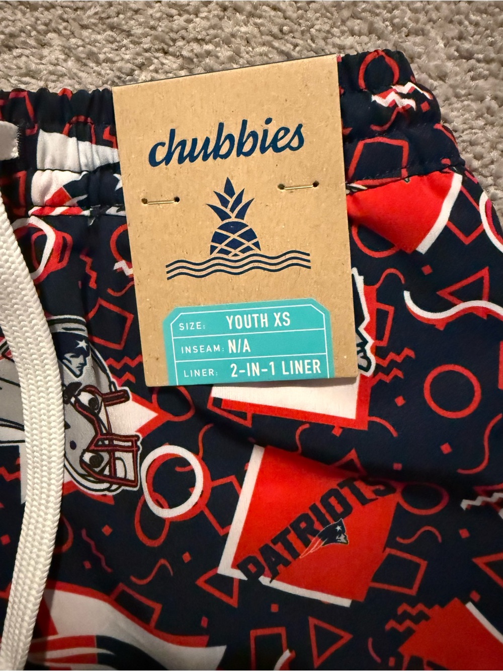 NWT chubbies New England Patriots Youth Swim Shorts